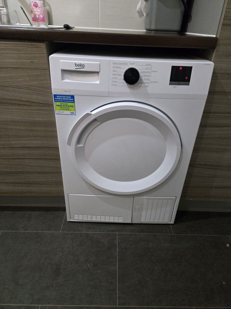 Tumble dryer delivered and set up